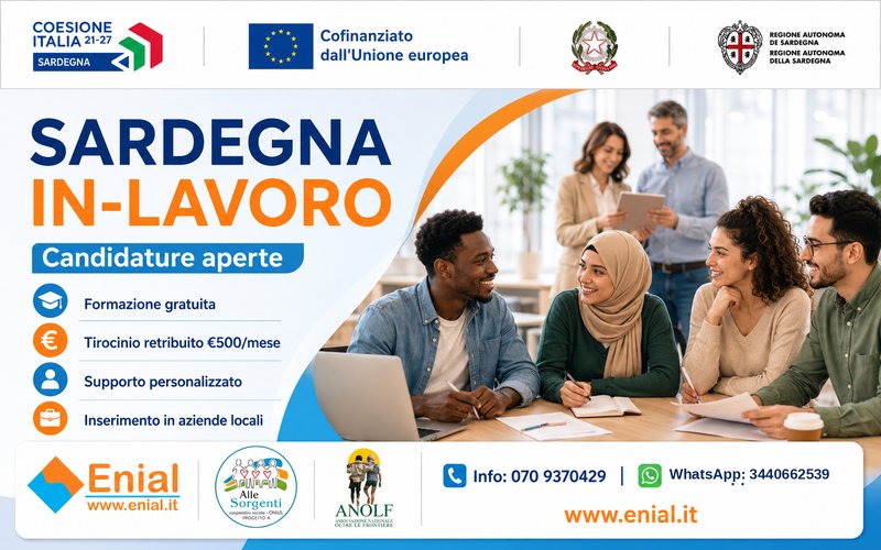 SARDEGNA IN-LAVORO - Percorso gratuito di formazione e tirocinio per cittadini di Paesi terzi
