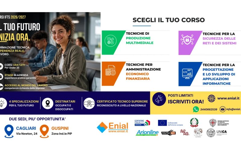 Corsi IFTS 2026/2027: iscrizioni aperte dal 26 giugno