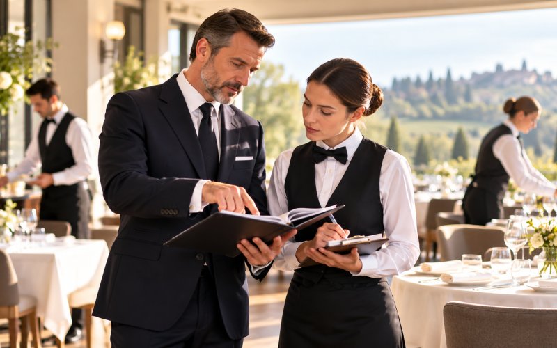 Responsabile di ristorante che organizza le attività di sala e bar